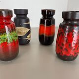 Set of Four Vintage Pottery Fat Lava Vases Made by Scheurich, Germany, 1970s