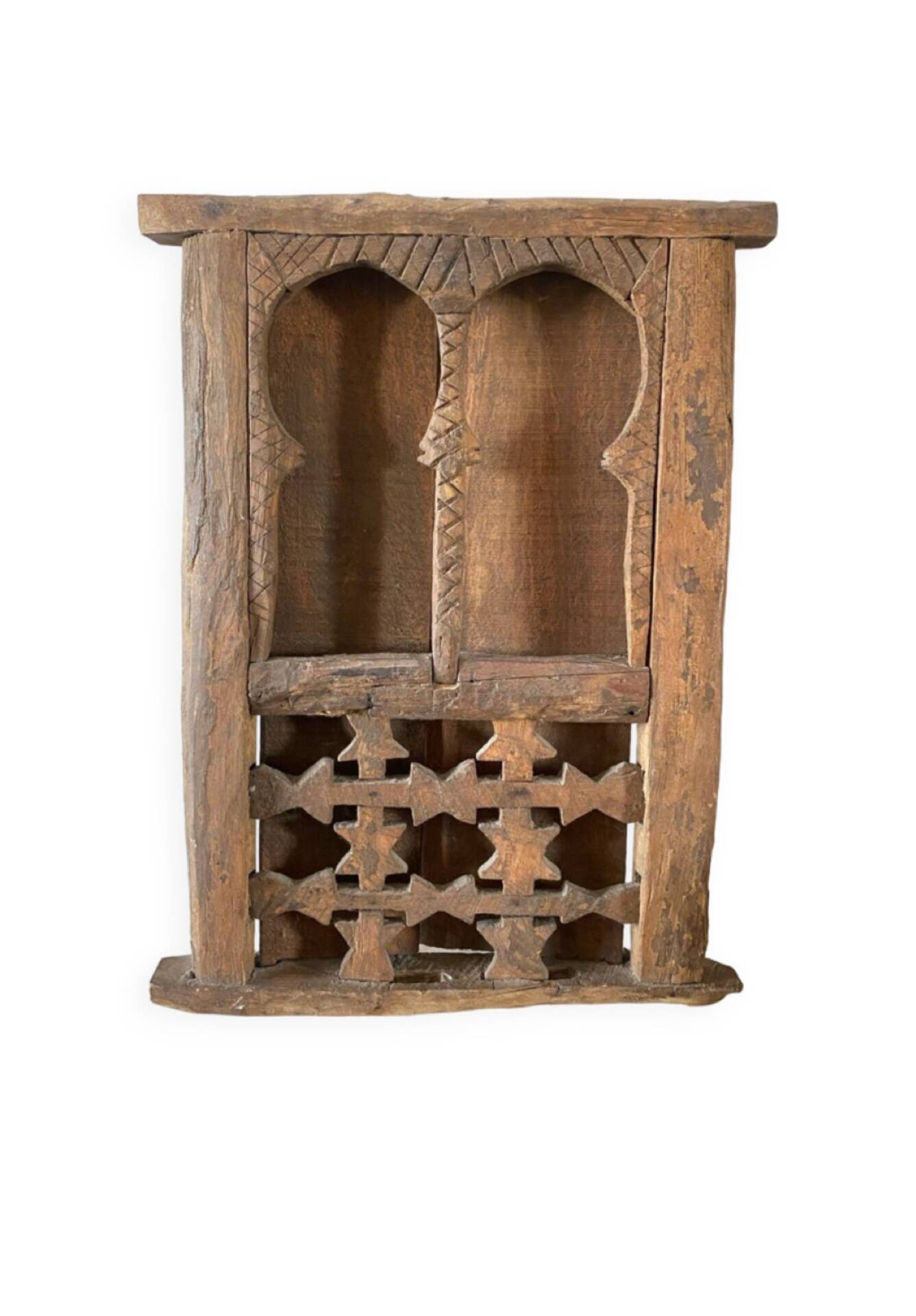 Window of an ancient Kasbah in carved solid wood – Berber craftsmanship