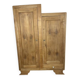 Asymmetrical cherry wood wardrobe