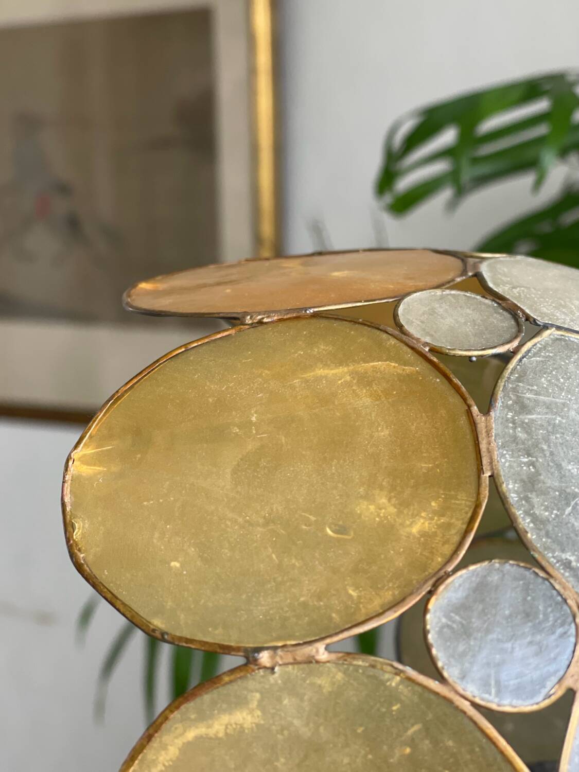 Mother-of-pearl and brass lampshade