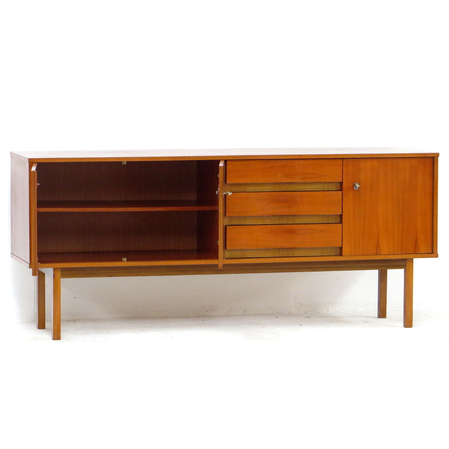 Vintage mid century modern minimalist sideboard in walnut, 1960s