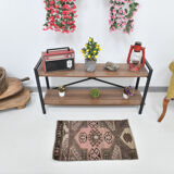2x3 Brown & Pink Small Size Vintage Rug 52x80Cm