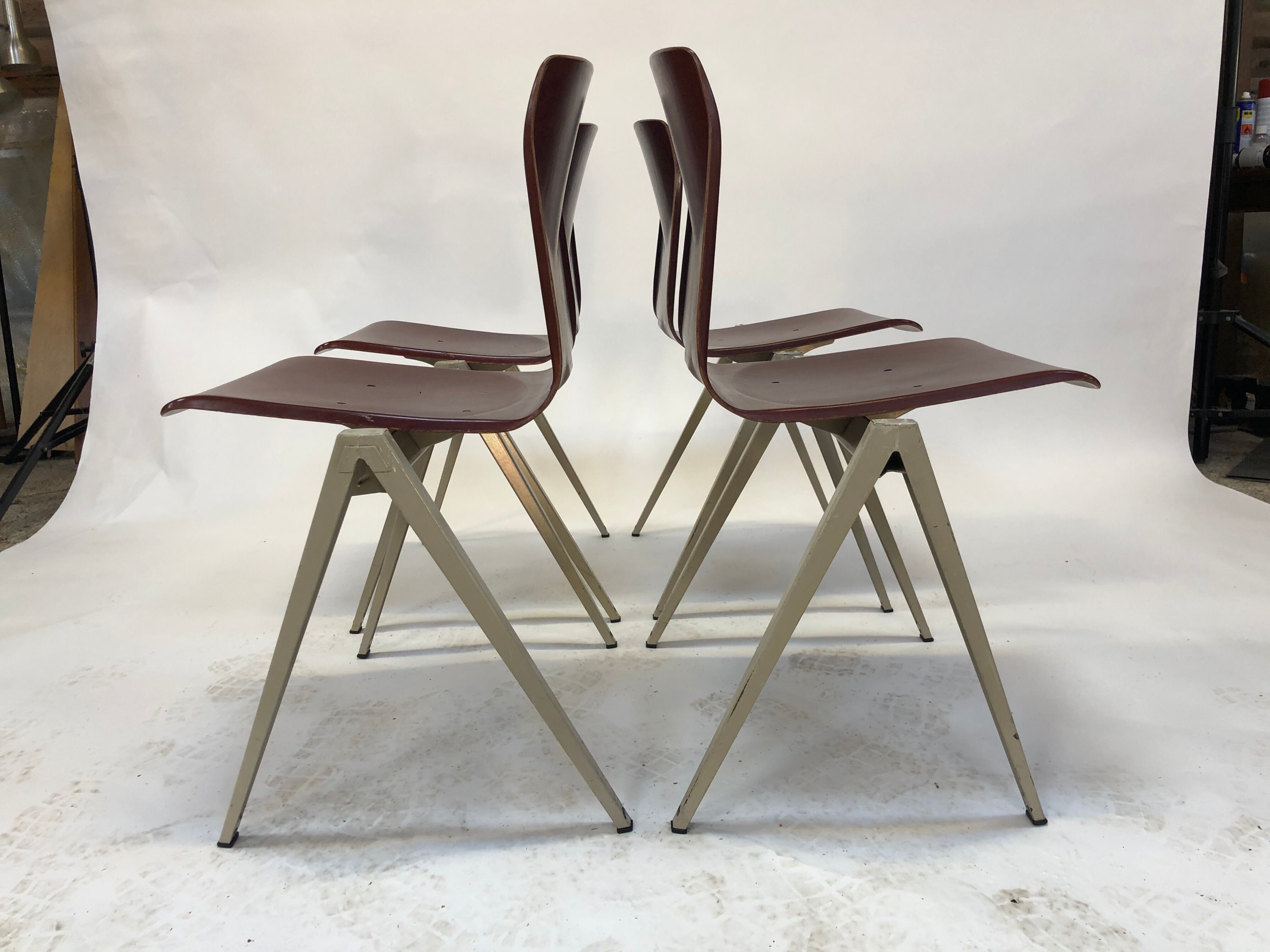 Lot of 4 vintage chairs Galvanitas S22 in the Netherlands
