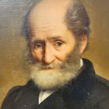 Oil painting on canvas of a bearded character of the xix th century