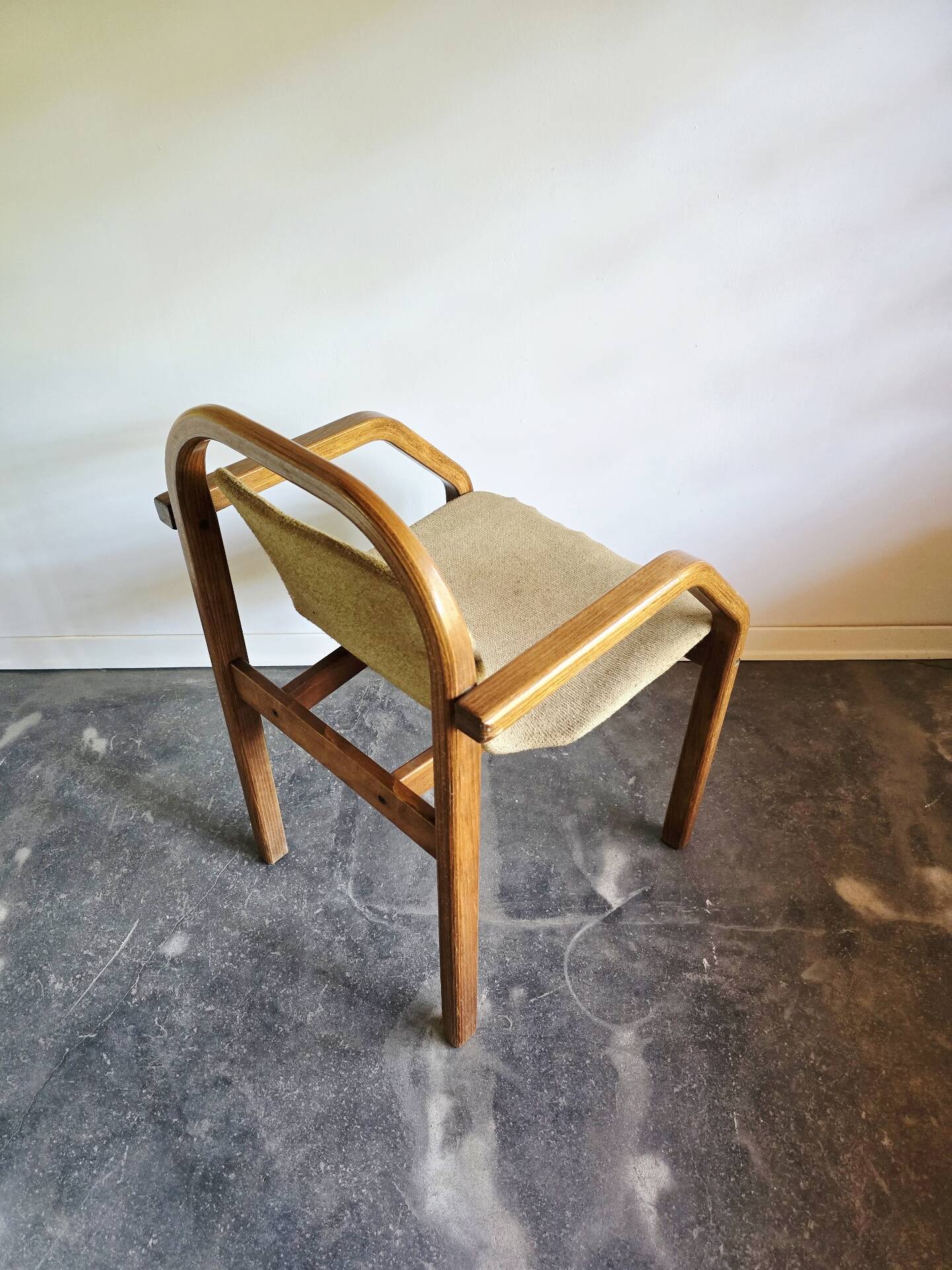 Bentwood armchair from the 1980s, upholstered, Scandinavian style, for dining room or office.