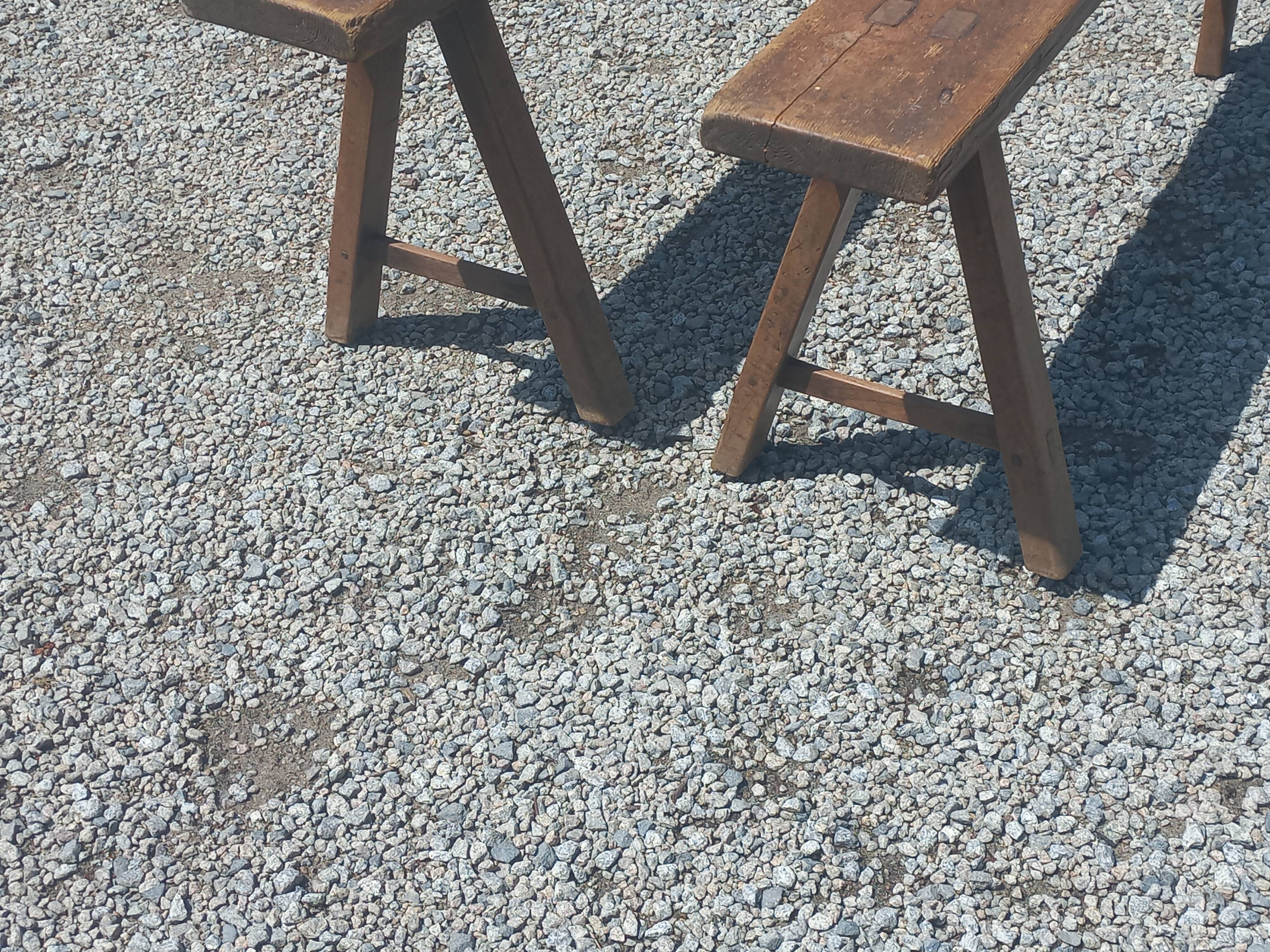 Pair of nineteenth century farmhouse table benches 251cm