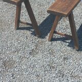 Pair of nineteenth century farmhouse table benches 251cm