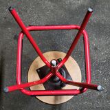 Red stool with industrial vintage screw 80s