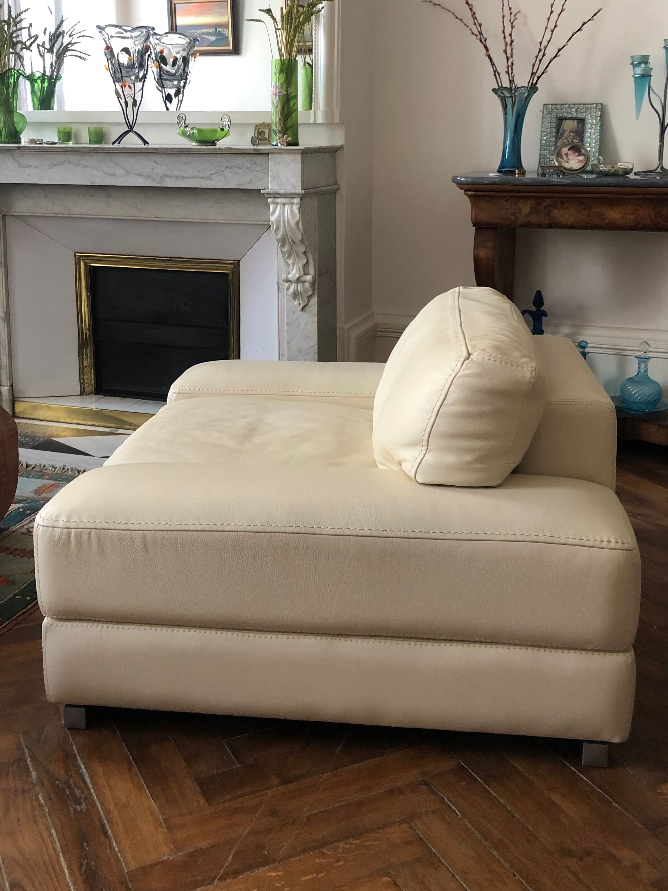 Leather armchair Off-white rock Bobois
