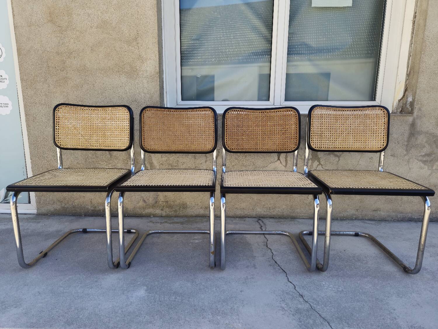 Set of 4 Marcel Breuer chairs model B32 in cane