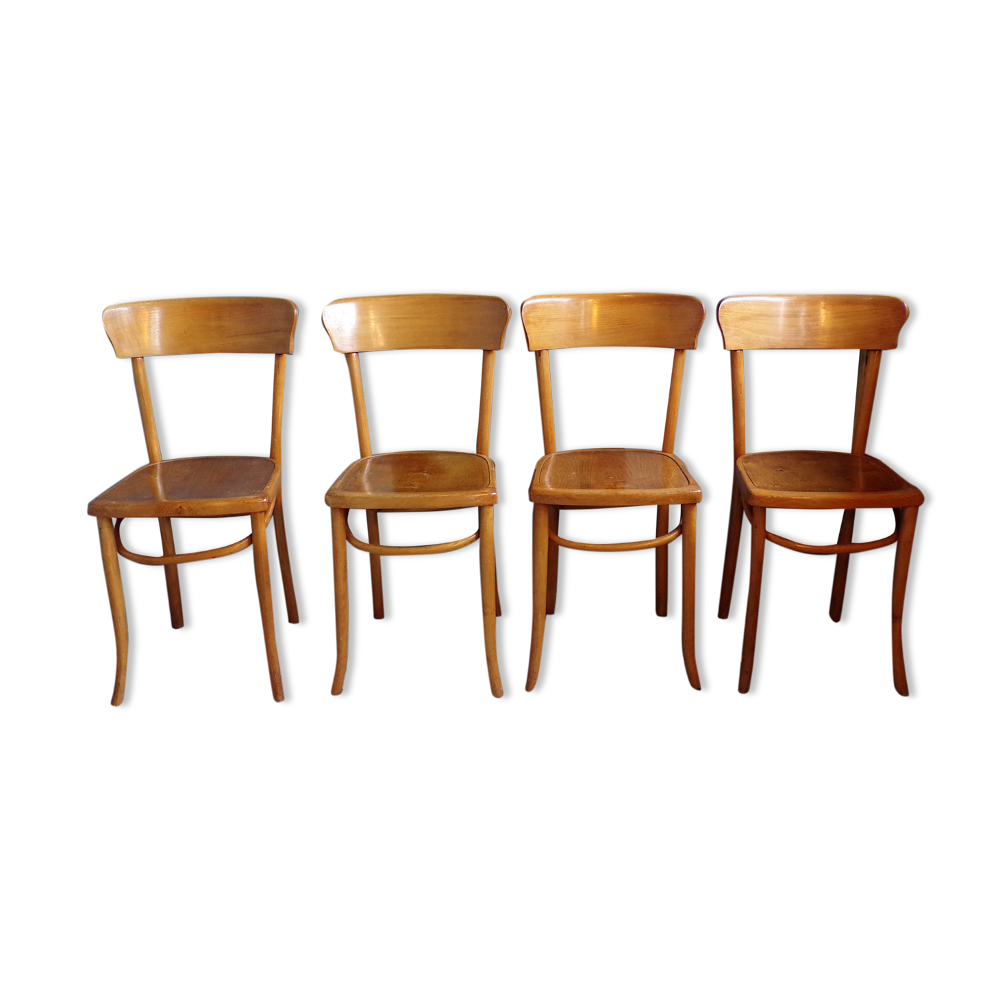 4 curved wooden bistro chairs
