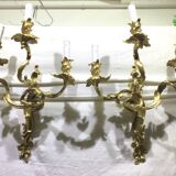 Pair of sconces Bronze 3 lights Louis XV