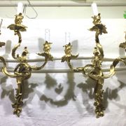 Pair of sconces Bronze 3 lights Louis XV