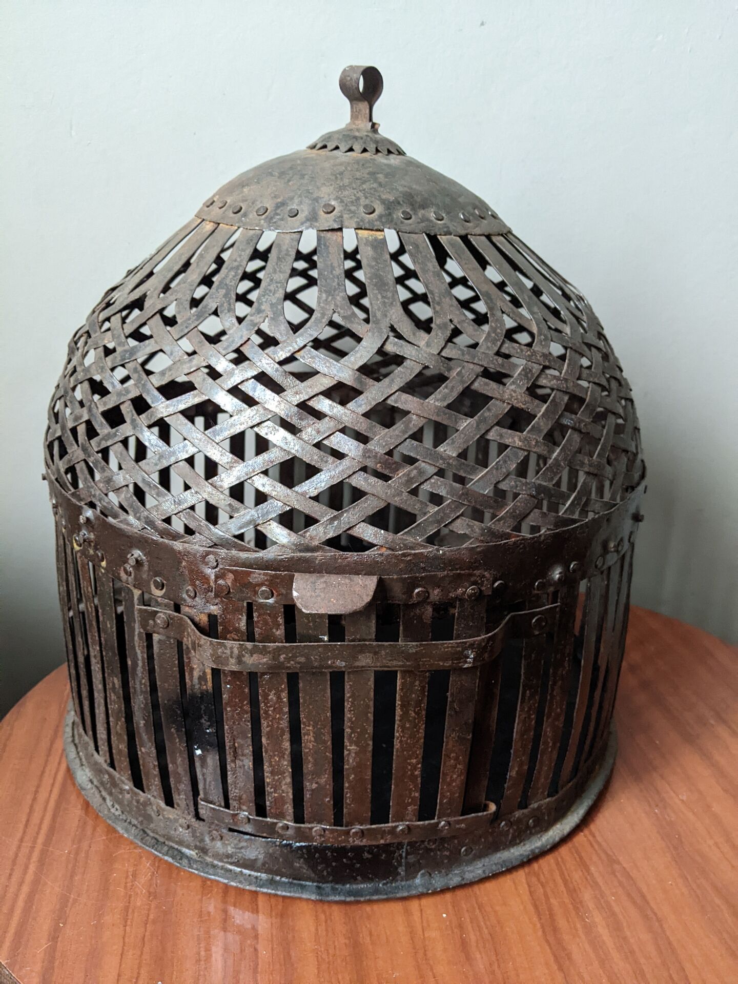 Wrought iron birdcage handmade in India.