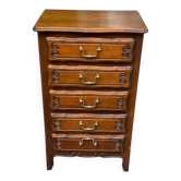 Commode, chiffonnier, semainier style Louis XV en chêne, 1970