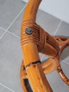 Rattan table and smoked glass