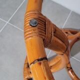 Rattan table and smoked glass