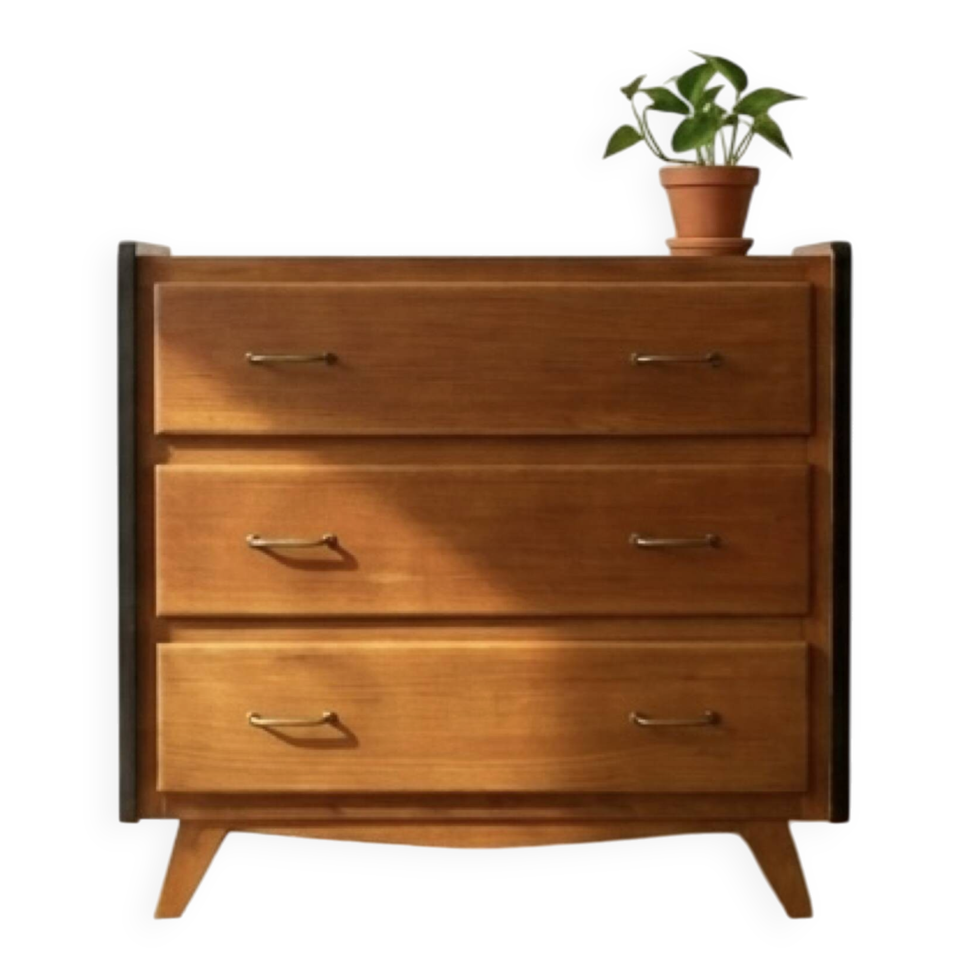 Vintage Scandinavian chest of drawers - varnished wood in teak colour