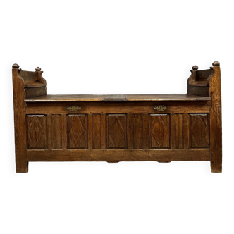Louis XIII period chest bench in solid oak circa 1650