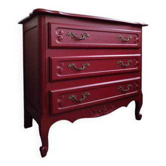 Revamped vintage Basque red chest of drawers