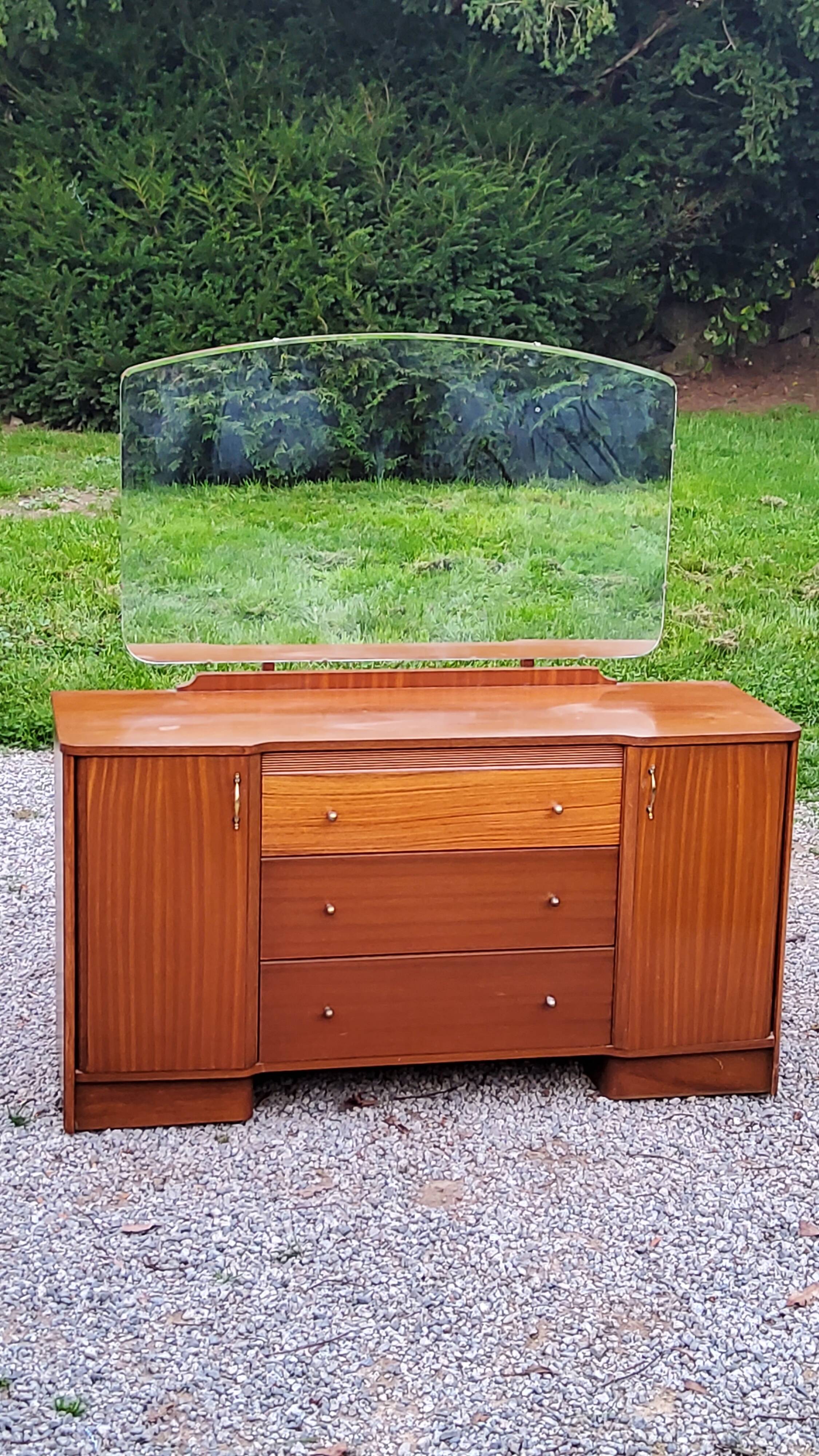Vintage 1960s mahogany dressing table chest of drawers