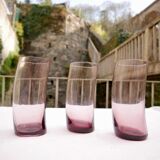 Ensemble de 3 verres à eau violine penchés
