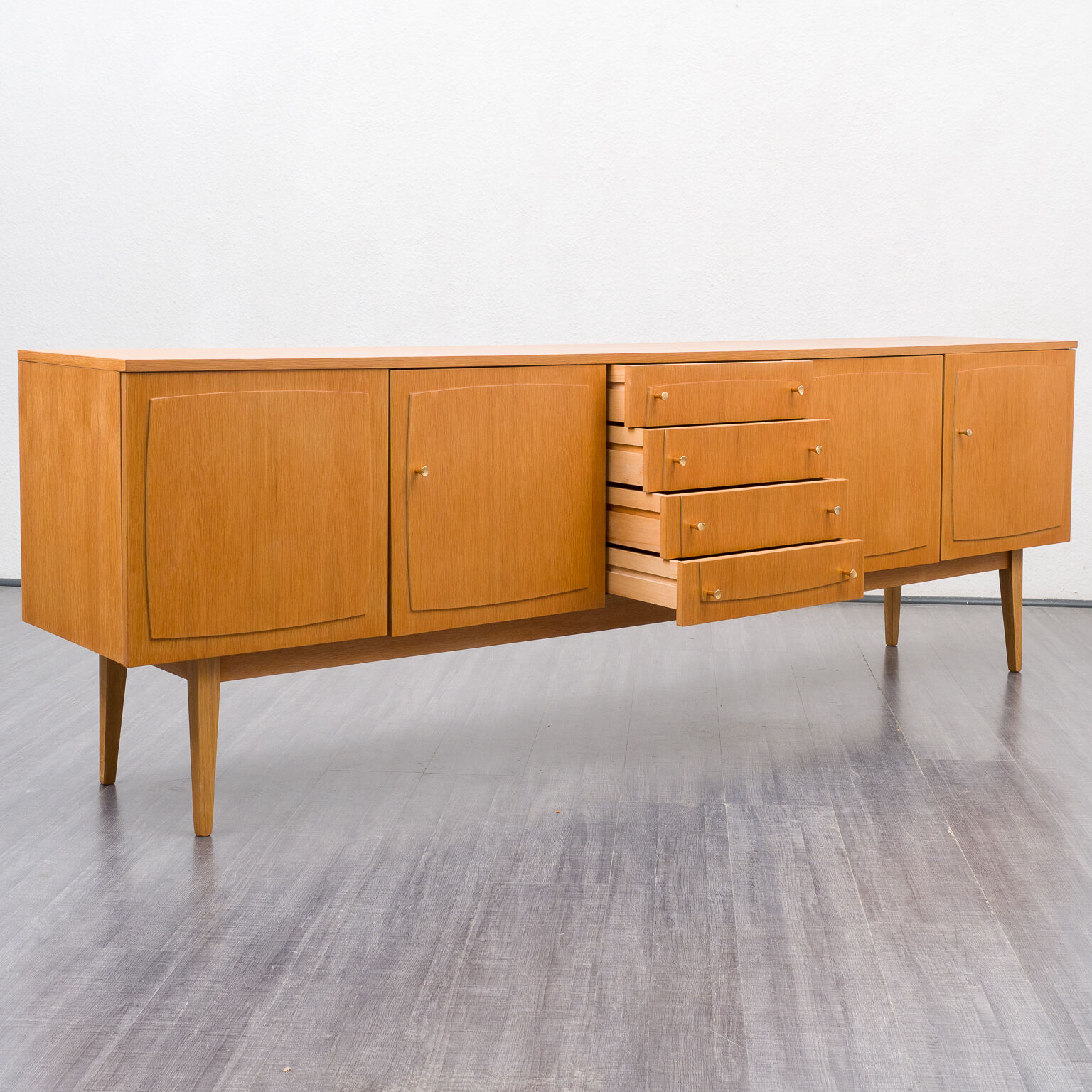 Very large vintage row, oak, restored, 250cm