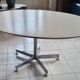 Roche Bobois oval table, white laminate and chrome, 1970s