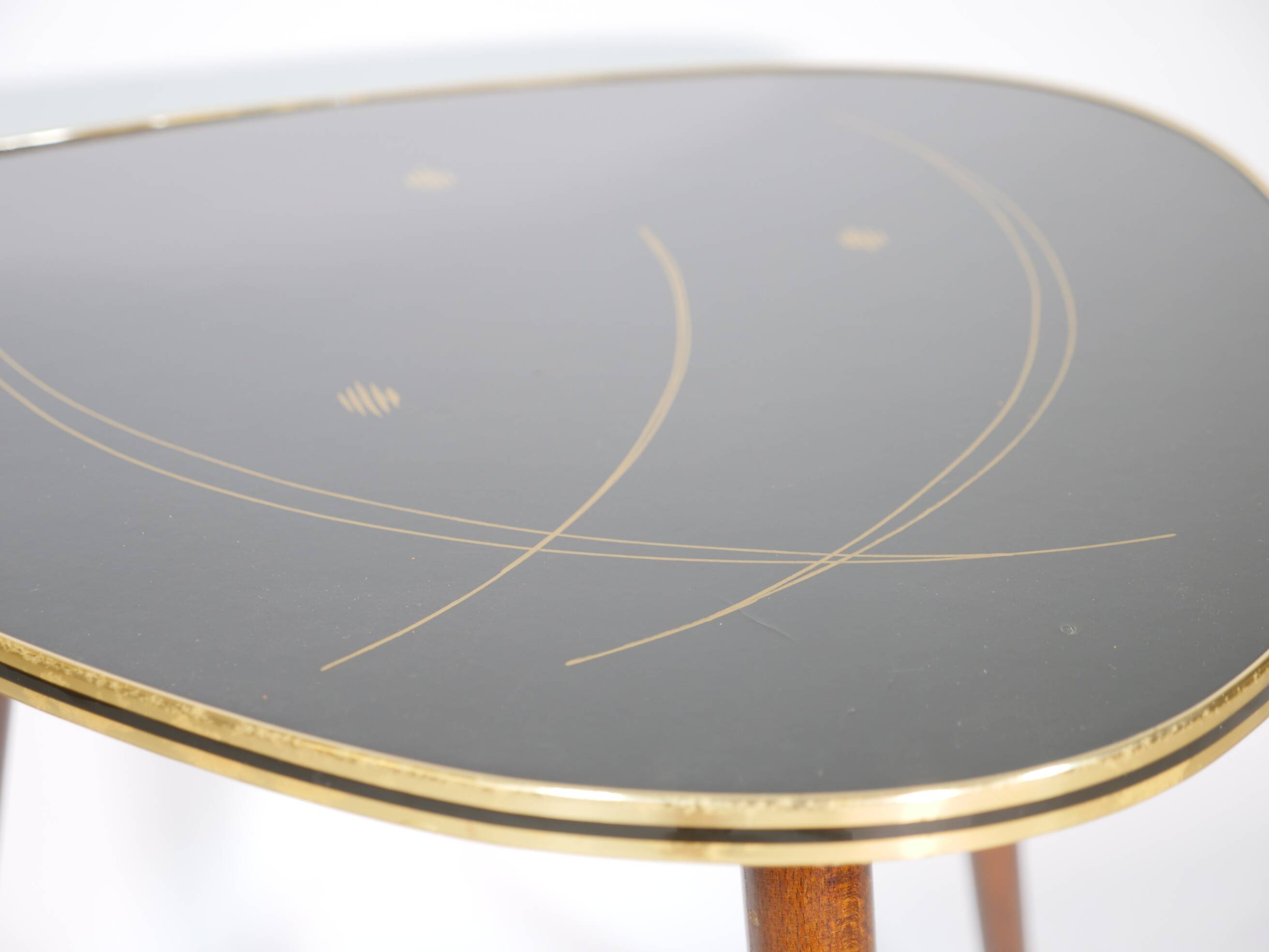 XL Gold-Rimmed Kidney Table 1960s Coffee Table