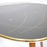 Table basse XL à rebord doré des années 1960