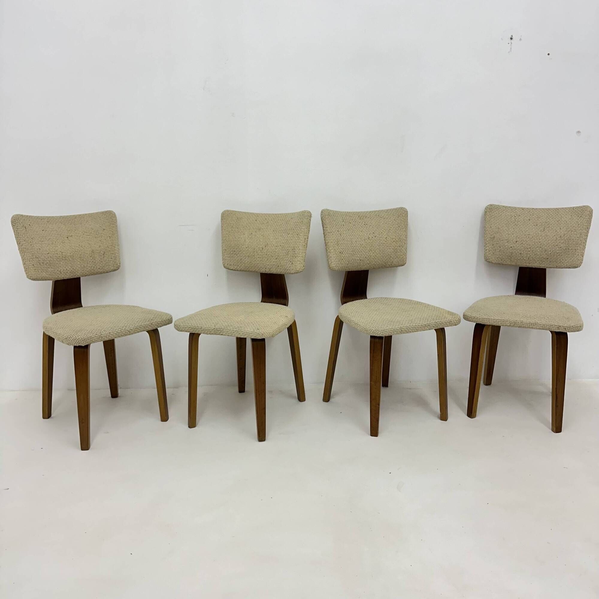 Set of 4 Dutch design by Cor Alons plywood dining chairs , 1960s