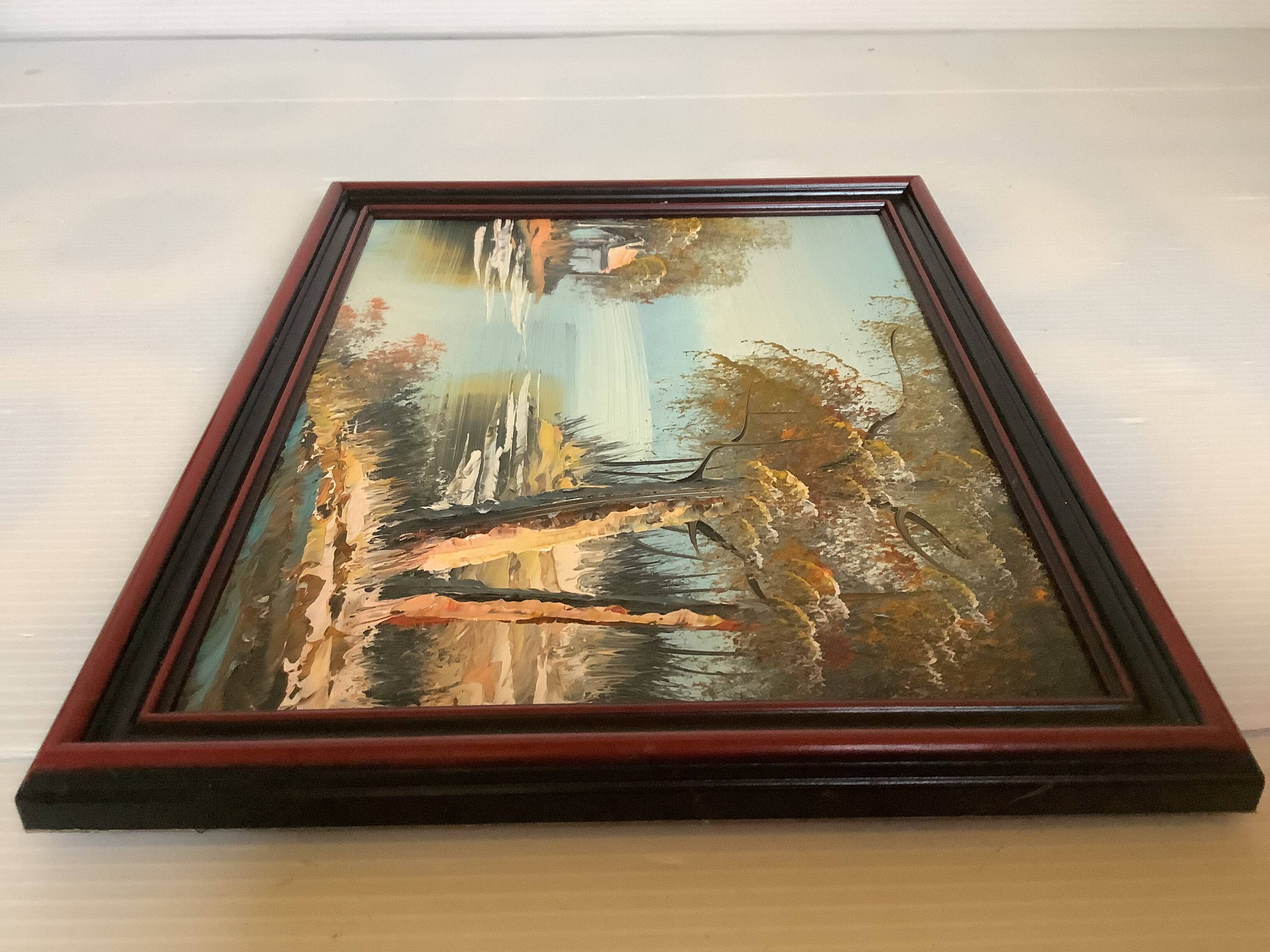 Small landscape painting in oil on panel.