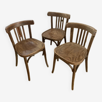 Trio of vintage bistro chairs