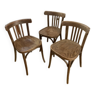 Trio of vintage bistro chairs