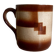 Vintage 70s old ceramic mug with a brown cubic graphic pattern.