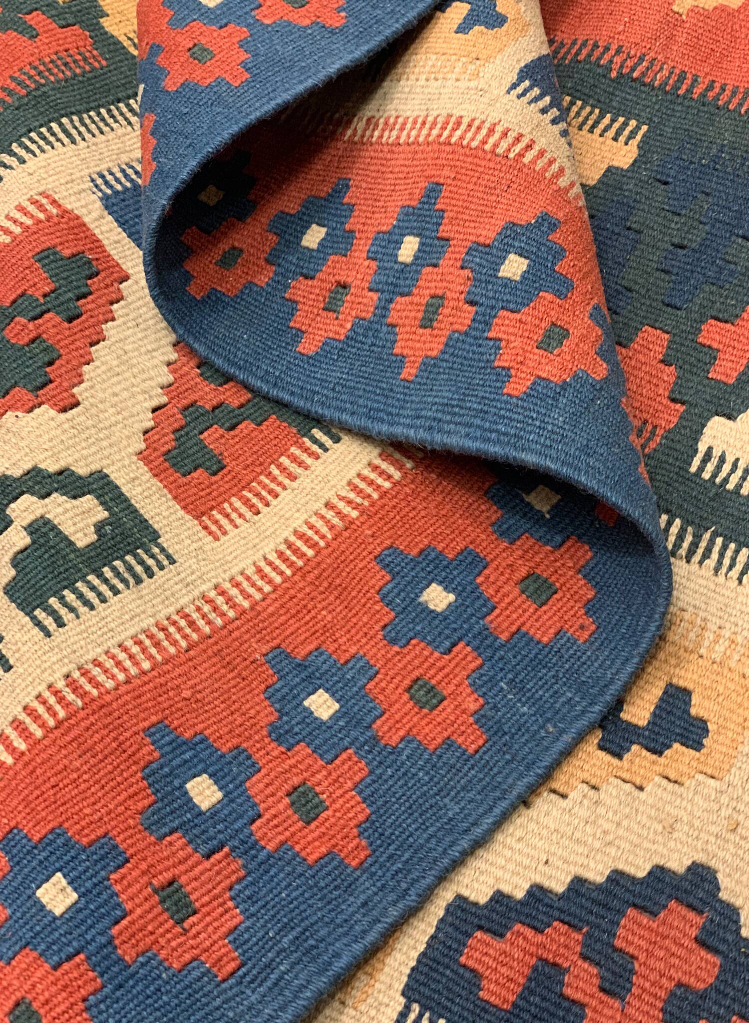 Grand tapis Kilim vintage, en laine turque tissée à plat, motif géométrique, 296 x 212 cm