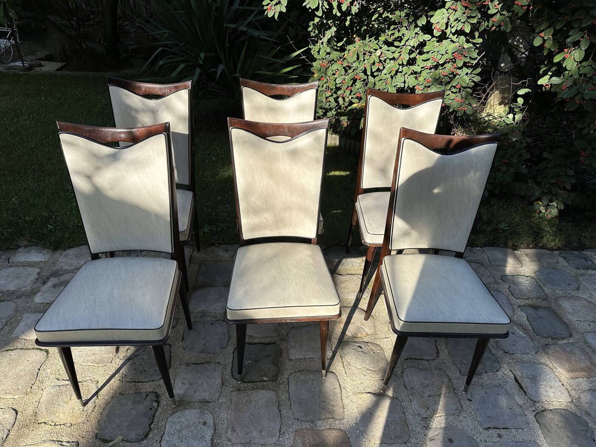 Set of 6 high back dining chairs from the 1950s - 1960s