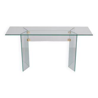 Table console Léon Rose en verre 1970 France