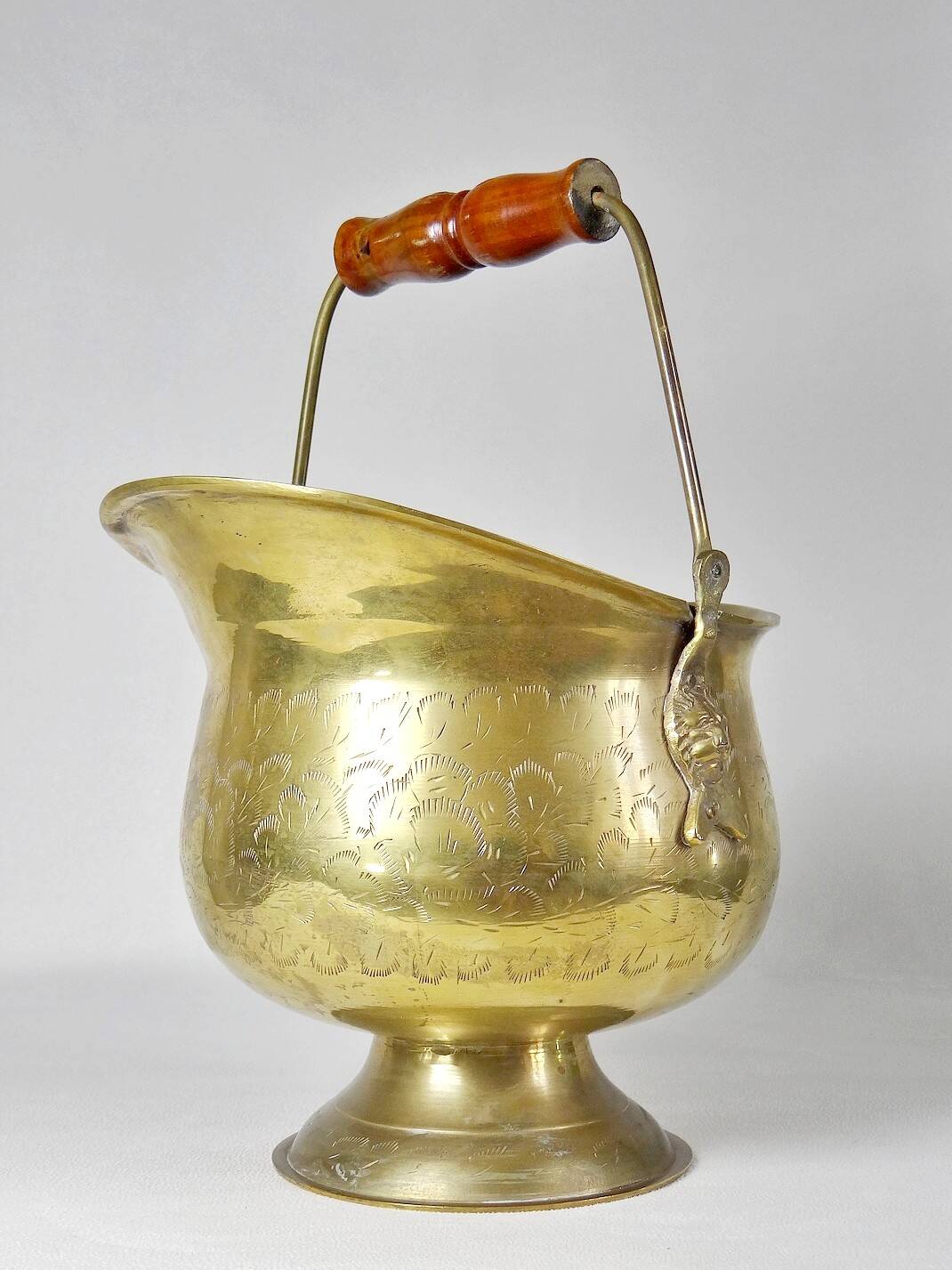 Vintage Ornate Brass Coal Bucket