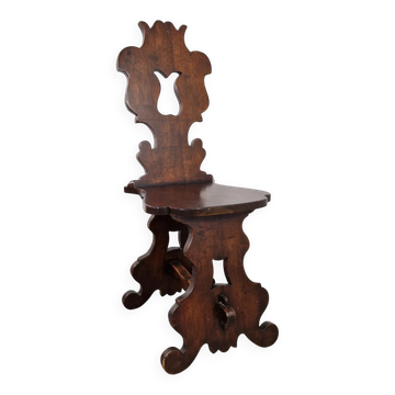 Rustic Sgabello hall chair | Walnut