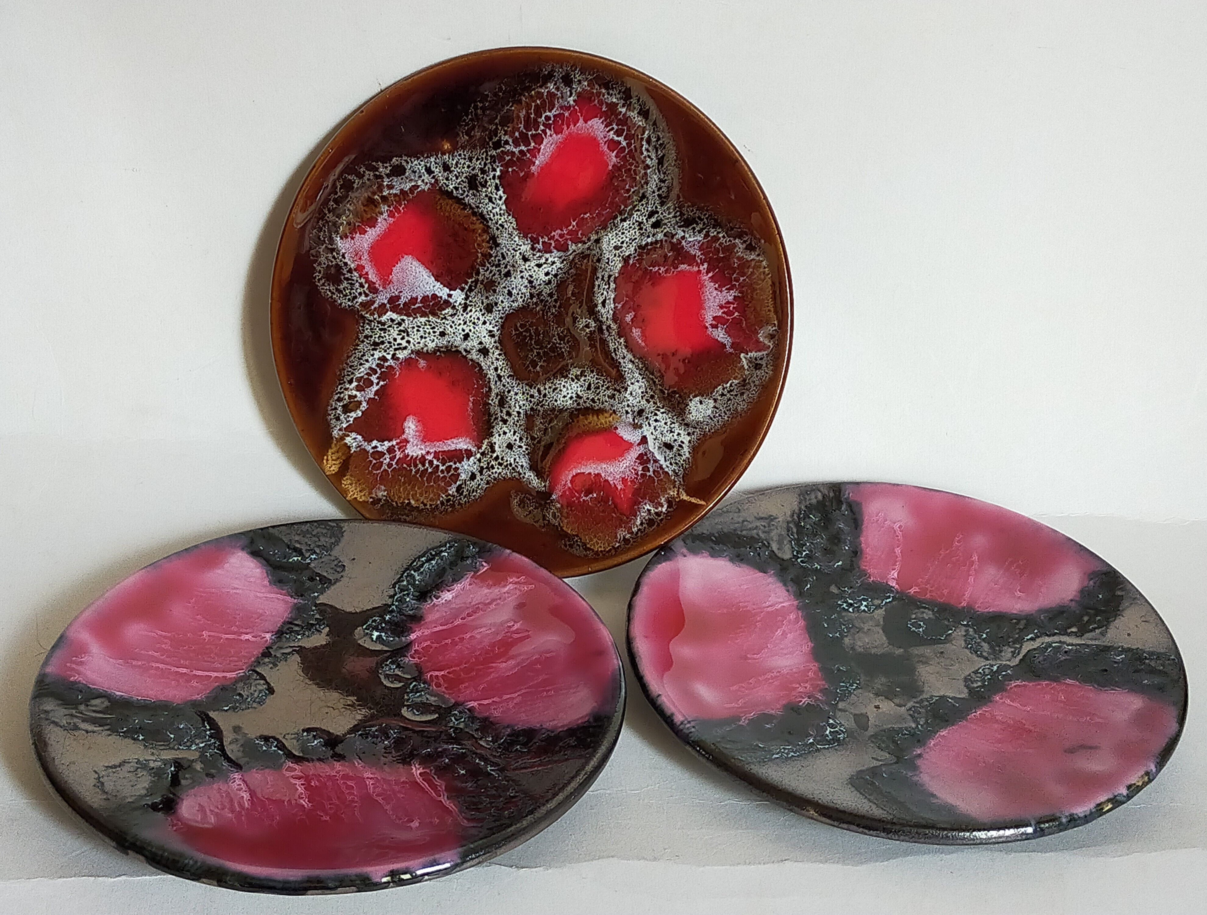 Three ceramic dessert plates from Vallauris 50s