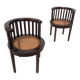Set of 2 colonial armchairs in wood and cane.