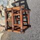 Table d'appoint en bambou vintage avec 1 plateau en verre couleur ambre foncé