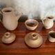 Lot ancien service thé café style vallauris céramique beige 9p vintage #b843