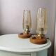 Wooden lamps with gilded glass hood, 70s