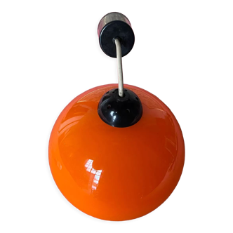Orange opaline globe pendant lamp 1970