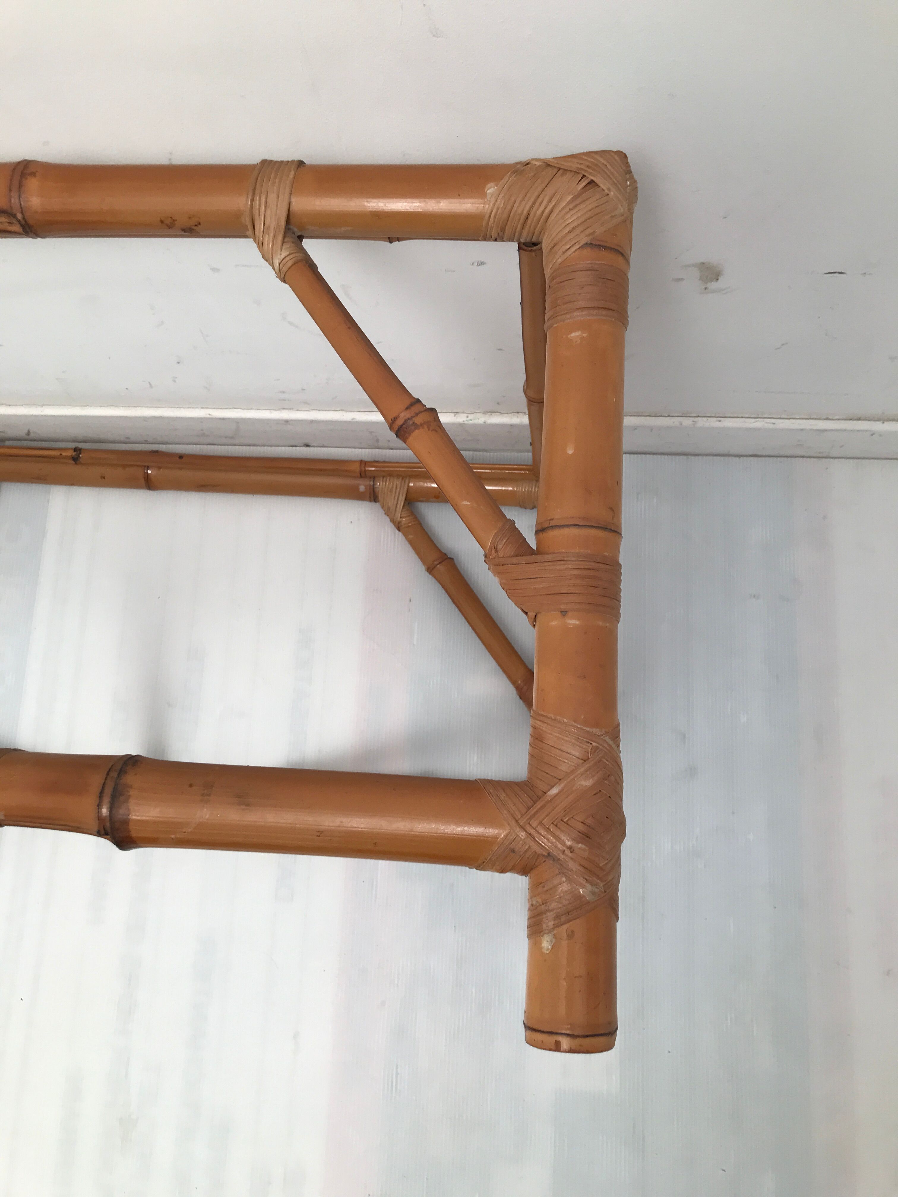 Vintage coffee table in real bamboo and glass 60/70