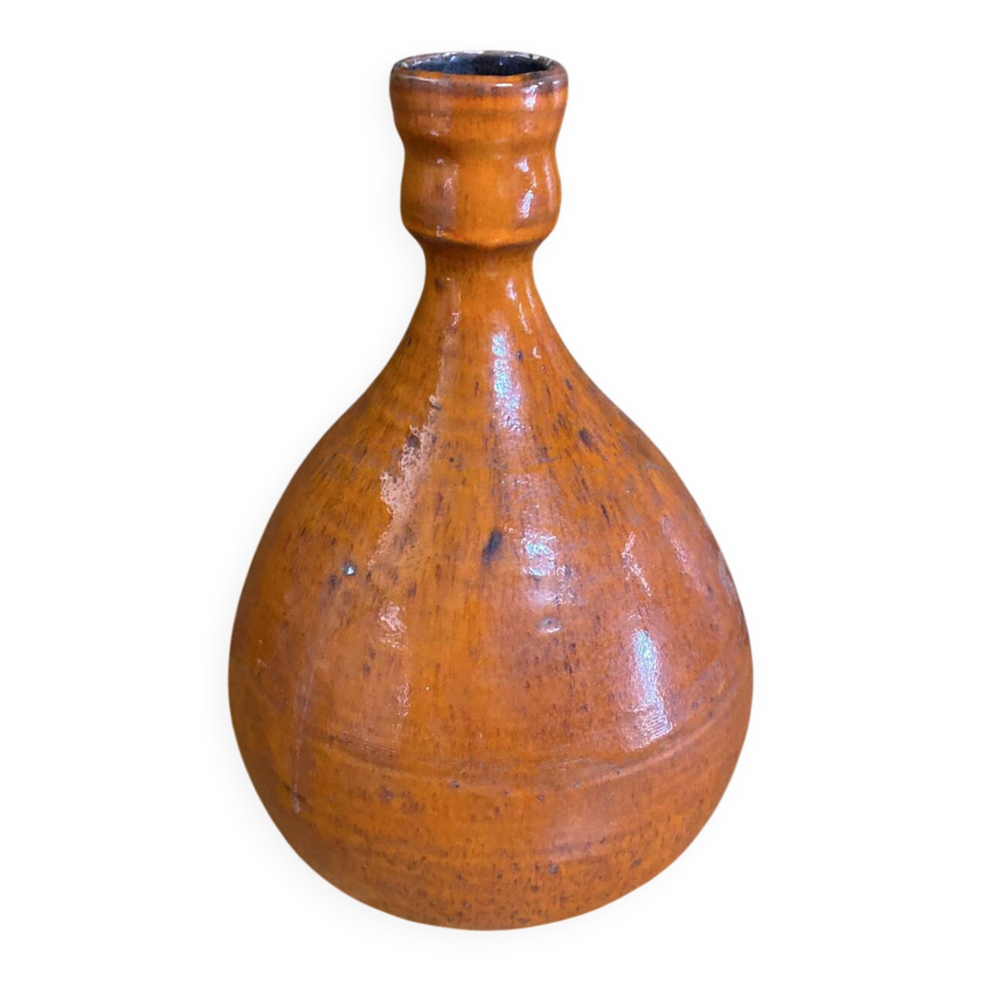 Old lamp base vallauris terracotta orange glazes vintage #e4