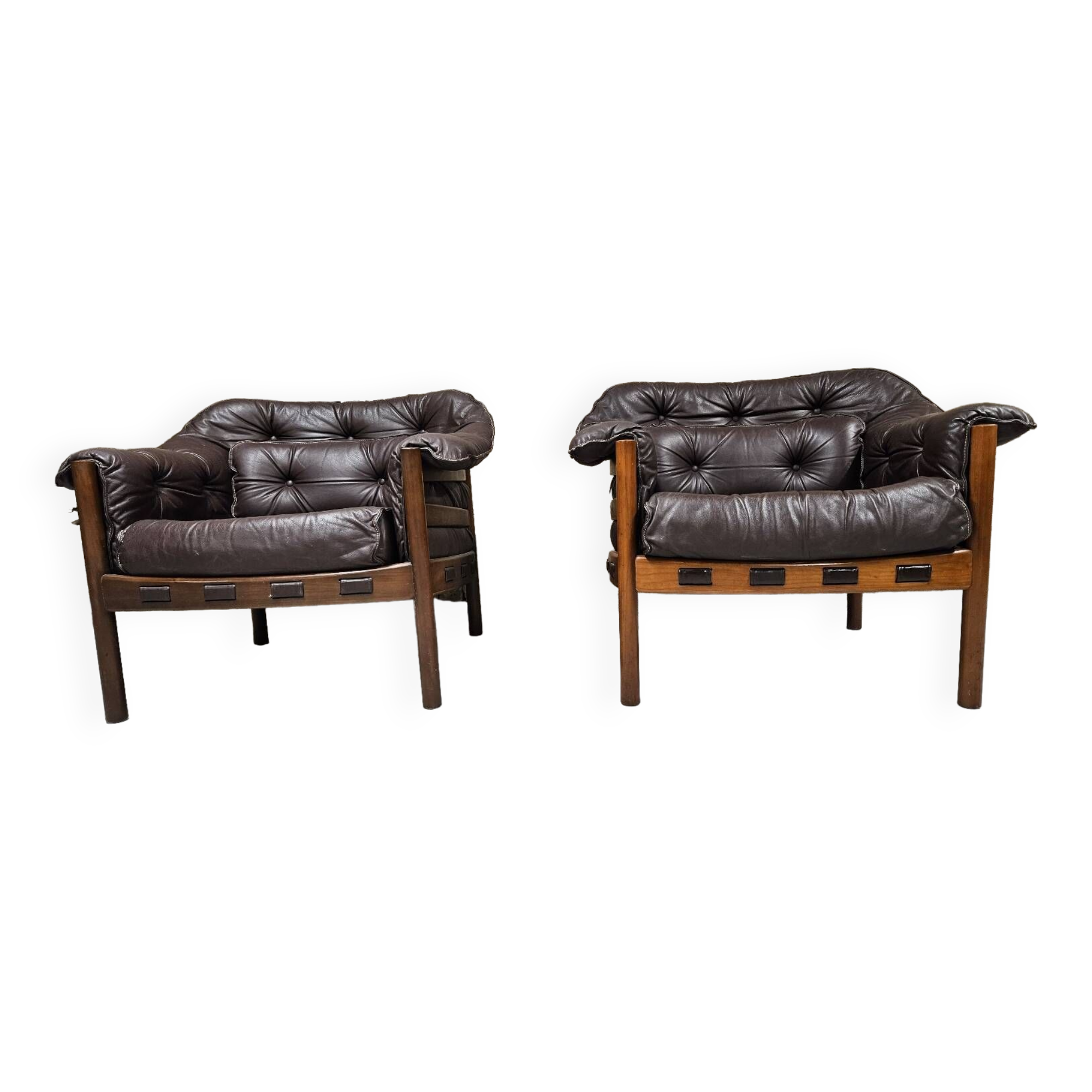 Pair of vintage Coja leather armchairs Sweden 1960"