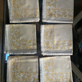 Set of 6 monogrammed damask tea towels